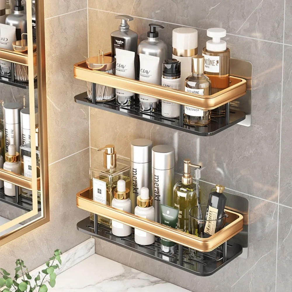 Three pieces luxury bathroom organizer in gold